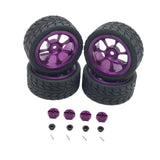 Maxbell RC Wheels Tires Kit Upgrade Accessories RC Rubber Tires for 144001 1:10 1/14 Purple