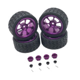 Maxbell RC Wheels Tires Kit Upgrade Accessories RC Rubber Tires for 144001 1:10 1/14 Purple