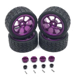 Maxbell RC Wheels Tires Kit Upgrade Accessories RC Rubber Tires for 144001 1:10 1/14 Purple