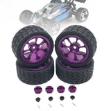 Maxbell RC Wheels Tires Kit Upgrade Accessories RC Rubber Tires for 144001 1:10 1/14 Purple