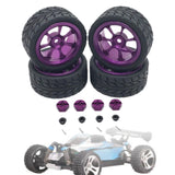 Maxbell RC Wheels Tires Kit Upgrade Accessories RC Rubber Tires for 144001 1:10 1/14 Purple