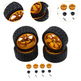 Maxbell RC Wheels Tires Kit Upgrade Accessories RC Rubber Tires for 144001 1:10 1/14 Gold