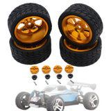 Maxbell RC Wheels Tires Kit Upgrade Accessories RC Rubber Tires for 144001 1:10 1/14 Gold