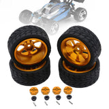 Maxbell RC Wheels Tires Kit Upgrade Accessories RC Rubber Tires for 144001 1:10 1/14 Gold