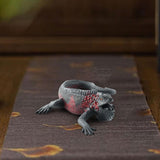 Maxbell Simulation Lizard Figurine Compact Art Reptile Model for Gift Apartment Cafe Gray