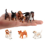 Maxbell 9x Mini Dog Figurines Toy Mini Crafts for Bath Toys Photo Props Cake Toppers