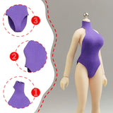Maxbell 1:12 Scale Action Figure Clothes Swimsuit Mini for 6 inch Action Figure Body Light Purple