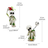 Maxbell 2 Pieces Miniature Skeleton Figurines Resin Crafts for Garden Indoor Outdoor