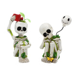 Maxbell 2 Pieces Miniature Skeleton Figurines Resin Crafts for Garden Indoor Outdoor