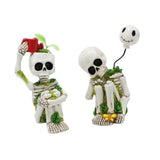 Maxbell 2 Pieces Miniature Skeleton Figurines Resin Crafts for Garden Indoor Outdoor