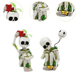 Maxbell 2 Pieces Miniature Skeleton Figurines Resin Crafts for Garden Indoor Outdoor
