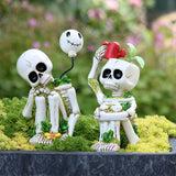 Maxbell 2 Pieces Miniature Skeleton Figurines Resin Crafts for Garden Indoor Outdoor