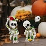 Maxbell 2 Pieces Miniature Skeleton Figurines Resin Crafts for Garden Indoor Outdoor