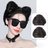 Maxbell Space Buns Hair Pieces Thick Headdress for Dance Performances Cosplay Events Brown Black