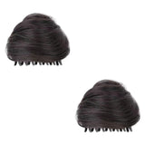 Maxbell Space Buns Hair Pieces Thick Headdress for Dance Performances Cosplay Events Brown Black