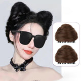 Maxbell Space Buns Hair Pieces Thick Headdress for Dance Performances Cosplay Events Light Brown