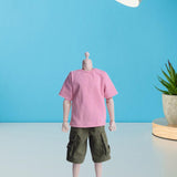 Maxbell 1:6 Scale Male T Shirt Costume for Doll 12 inch Male Action Figures Dress up Pink