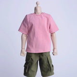Maxbell 1:6 Scale Male T Shirt Costume for Doll 12 inch Male Action Figures Dress up Pink