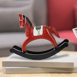 Maxbell Rocking Horse Statue Multifunction Ornament for Housewarming Office red