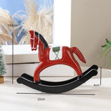 Maxbell Rocking Horse Statue Multifunction Ornament for Housewarming Office red