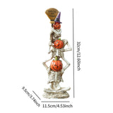 Maxbell Halloween Stacked Skeleton Pumpkin Statue Resin for Desk Holiday Living Room