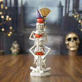 Maxbell Halloween Stacked Skeleton Pumpkin Statue Resin for Desk Holiday Living Room