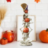 Maxbell Halloween Stacked Skeleton Pumpkin Statue Resin for Desk Holiday Living Room