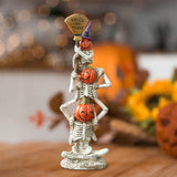 Maxbell Halloween Stacked Skeleton Pumpkin Statue Resin for Desk Holiday Living Room