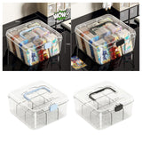 Maxbell Photo Card Organizer Dustproof Trading Card Storage Box for Toys Handicrafts blue handle