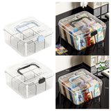 Maxbell Photo Card Organizer Dustproof Trading Card Storage Box for Toys Handicrafts blue handle