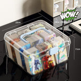 Maxbell Photo Card Organizer Dustproof Trading Card Storage Box for Toys Handicrafts blue handle