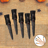 Maxbell 5 Pieces Witch Nails Fake Witch Fingers for Dress up Masquerade Role Playing Black