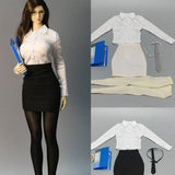 Maxbell 1/6 Scale Female Clothes Stylish Costume Miniature Doll Clothing File Folder Black white
