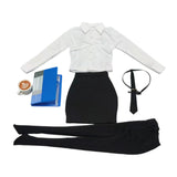 Maxbell 1/6 Scale Female Clothes Stylish Costume Miniature Doll Clothing File Folder Black white