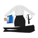 Maxbell 1/6 Scale Female Clothes Stylish Costume Miniature Doll Clothing File Folder Black white