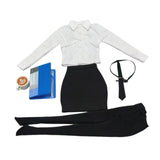 Maxbell 1/6 Scale Female Clothes Stylish Costume Miniature Doll Clothing File Folder Black white