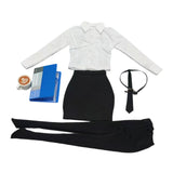 Maxbell 1/6 Scale Female Clothes Stylish Costume Miniature Doll Clothing File Folder Black white