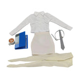 Maxbell 1/6 Scale Female Clothes Stylish Costume Miniature Doll Clothing File Folder Apricot white