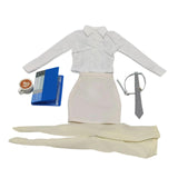 Maxbell 1/6 Scale Female Clothes Stylish Costume Miniature Doll Clothing File Folder Apricot white