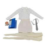 Maxbell 1/6 Scale Female Clothes Stylish Costume Miniature Doll Clothing File Folder Apricot white