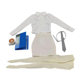 Maxbell 1/6 Scale Female Clothes Stylish Costume Miniature Doll Clothing File Folder Apricot white