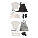 Maxbell 1:6 Short Sleeve Top and Dress Cosplay High Socks for 12 inch Female Figures black and white