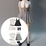 Maxbell 1:6 Short Sleeve Top and Dress Cosplay High Socks for 12 inch Female Figures black and white