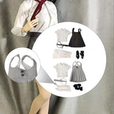 Maxbell 1:6 Short Sleeve Top and Dress Cosplay High Socks for 12 inch Female Figures black and white