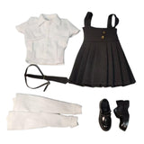 Maxbell 1:6 Short Sleeve Top and Dress Cosplay High Socks for 12 inch Female Figures black and white