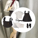 Maxbell 1:6 Short Sleeve Top and Dress Cosplay High Socks for 12 inch Female Figures black and white