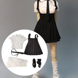 Maxbell 1:6 Short Sleeve Top and Dress Cosplay High Socks for 12 inch Female Figures black and white