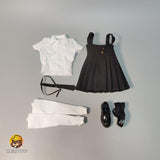 Maxbell 1:6 Short Sleeve Top and Dress Cosplay High Socks for 12 inch Female Figures black and white