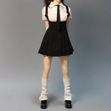 Maxbell 1:6 Short Sleeve Top and Dress Cosplay High Socks for 12 inch Female Figures black and white