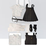 Maxbell 1:6 Short Sleeve Top and Dress Cosplay High Socks for 12 inch Female Figures black and white